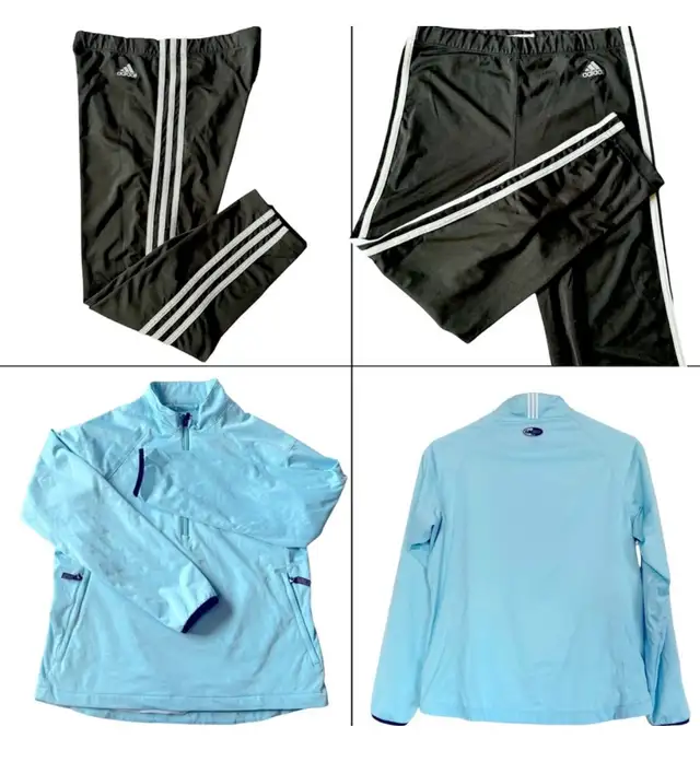 Adidas Set-Black Cropped Leggings (L) and Blue Windbreaker Sm in Women's - Tops & Outerwear in Cambridge - Image 2