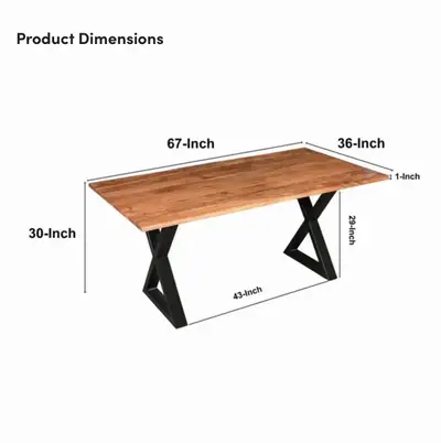 Jarryn Solid Wood Top Metal Base Dining Table, View more