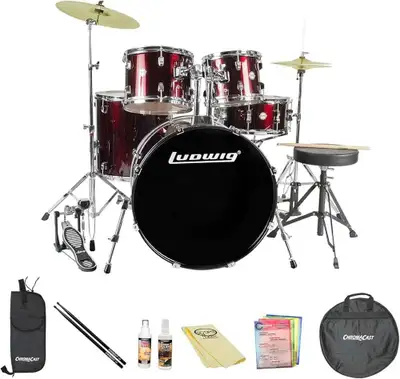 5 pc. Ludwig Accent drums, hardware, upgraded cymbals!, View more
