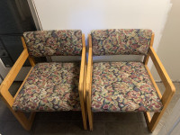 Vintage midcentury wooden accent armchairs set 2