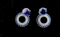 TANZANITE ILLUSION PIERCED DROP HALO EARRINGS, BOX, JEWELERY BAG