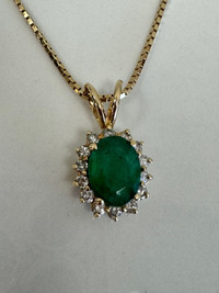 1.82CT Emerald & Diamond Pendant