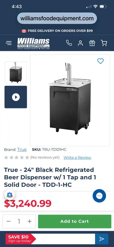 Works great! Have 2 tap or 1 tap . Holds 2 30L kegs . Credit card accepted