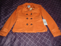 BNWT Orange Wool Pea Coat Size Small