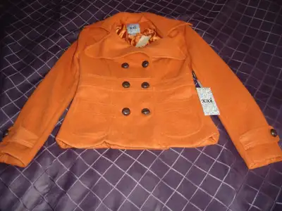 BNWT Orange Wool Pea Coat Size Small, View more