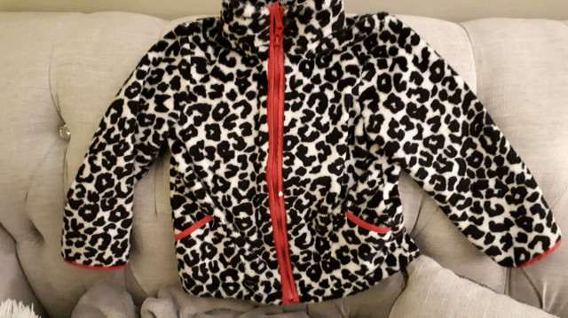 Little girls, leopard print fleece light jacket, size 4 T in Clothing - 4T in Oakville / Halton Region