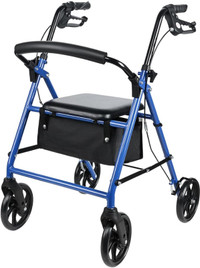 Folding Rollator Walker with Seat, 4-Wheels and Convenient Stora