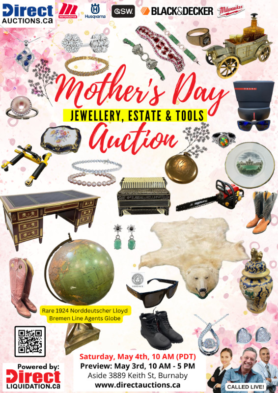Mother's Day Jewelry, Estate & Tools Auction! in Other in Burnaby/New Westminster