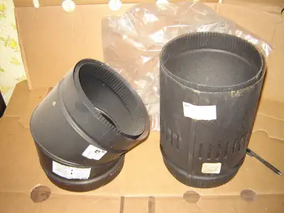 New 8" diameter "Selkirk"// "Superpipe,double wall black stove pipe[DWBSP],.., &,.., various adapter...