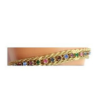 Vintage Yechang Multicolor Rhinestone Gold Tone Bracelet