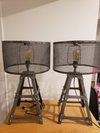 Industrial Iron Mesh Table Lamp PAIR (Pottery Barn)