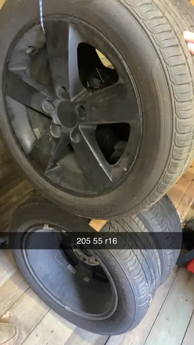 16x6.5 5x114.3 64.1 205 55 16 All Season Tires. Barely used 15k km great tread. All 4 rims look the...