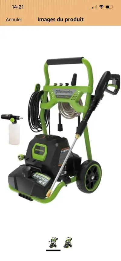 Laveuse à pression Greenworks 2100 PSI, View more