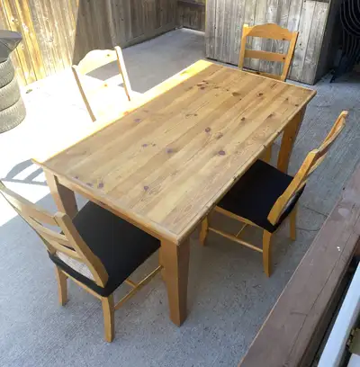 pine wood dining set table 38x63 H30 can deliver, View more