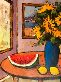 Mostafa Keyhani Colourful Oil Painting Still Life of Watermelon