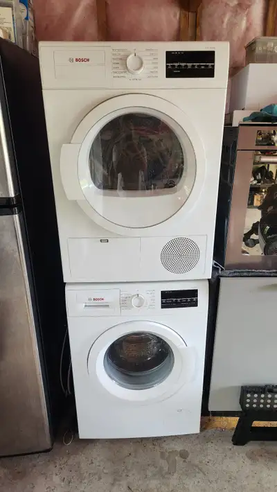 Bosch 300 Series stacked washer and dryer set.  (24") ventless., View more