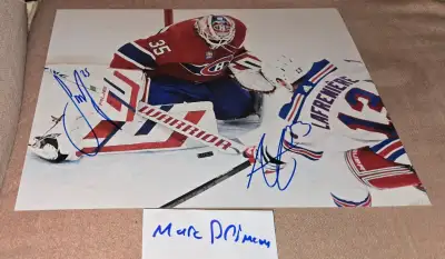 Montembeault, Lafreniere signed photo Rangers Canadiens Hockey, View more