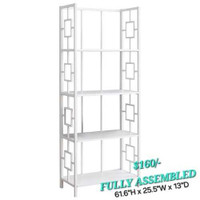 NEW All White Book Shelf - FULLY ASSEMBLED