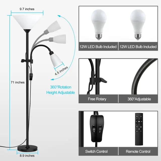 NEW IN BOX: 2-in-1 Torchiere Floor Lamp, Modern Standing Lamp in Indoor Lighting & Fans in Markham / York Region - Image 5