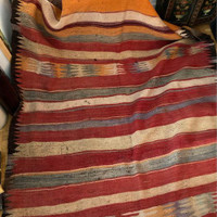 Multi-Striped Wool Rug, Middle Eastern, 4x9