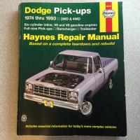 Vintage DODGE Chrysler HAYNES Pickup REPAIR MANUAL 1974 to 1993