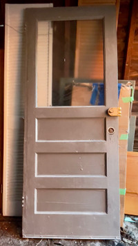 Vintage Solid Wood and Glass Exterior Door $275