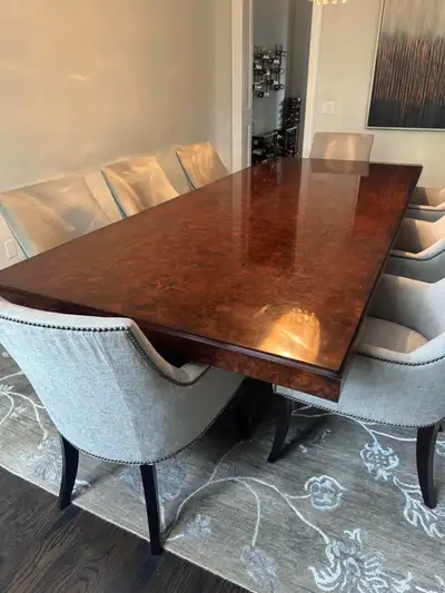 Large Dining Table with 8 Upholstered Chairs, View more