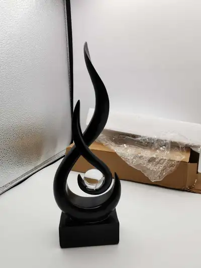 Black Sculpture with Glass Ball, View more