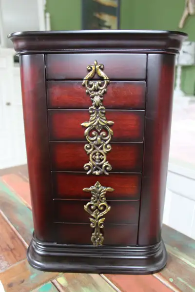 Jewellery Chest, Solid Cherry Wood from Bombay., View more
