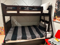 Bunk bed, mattresses and desk