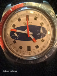 RARE  Vintage Bulova Surfboard Chronograph Watch