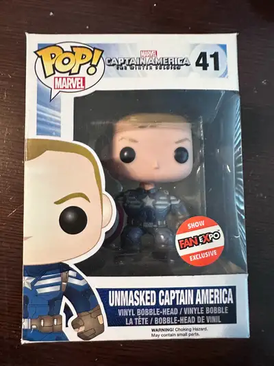 Funko Pop Marvel #41 - Unmasked Captain America Fan Expo Exc, View more