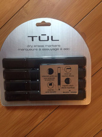 TUL Fine Tip Dry Erase Markers, 4 Black Markers
