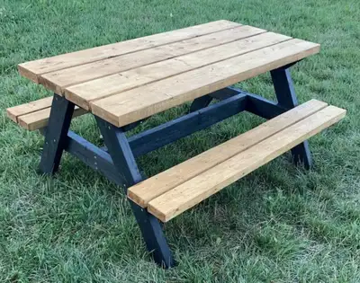 Perfect and solid little picnic tables for kids. Tables are 4ft long by 3.5 ft wide by 2 ft tall. SP...