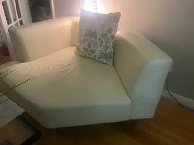 White leather sectional sofa (2 pieces) , View more
