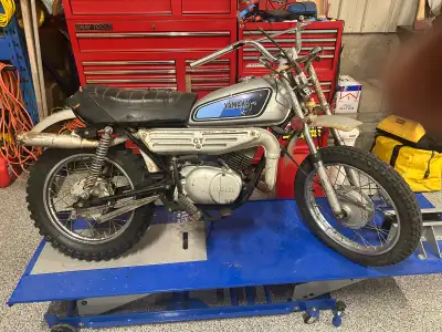 Three Vintage Bikes and a Hoist !! Package Deal ! 1976 GT80 Yamaha 1975 GT 80Yamaha 1973 XL 70 Honda...