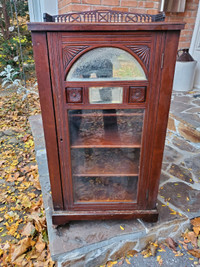 Antique Victorian Glass and Mirrored Cabinet