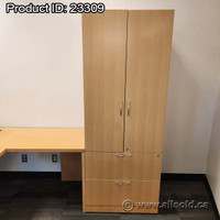 Beech 2 Door, 2 Drawer File and Storage Cabinet, Locking