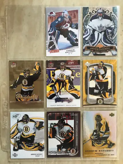Lot de 8 cartes de hockey différentes - Andrew Raycroft, View more