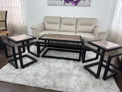 CUSTOM-MADE INFINITY CUBE METAL AND WOOD COFFEE TABLE WITH MATCH, View more