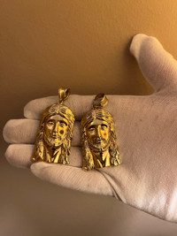 10k gold Jesus head pendants