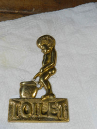 Vintage Brass Toilet Door Badge