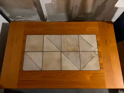 Teak Coffee Table with Stone Inlay, View more
