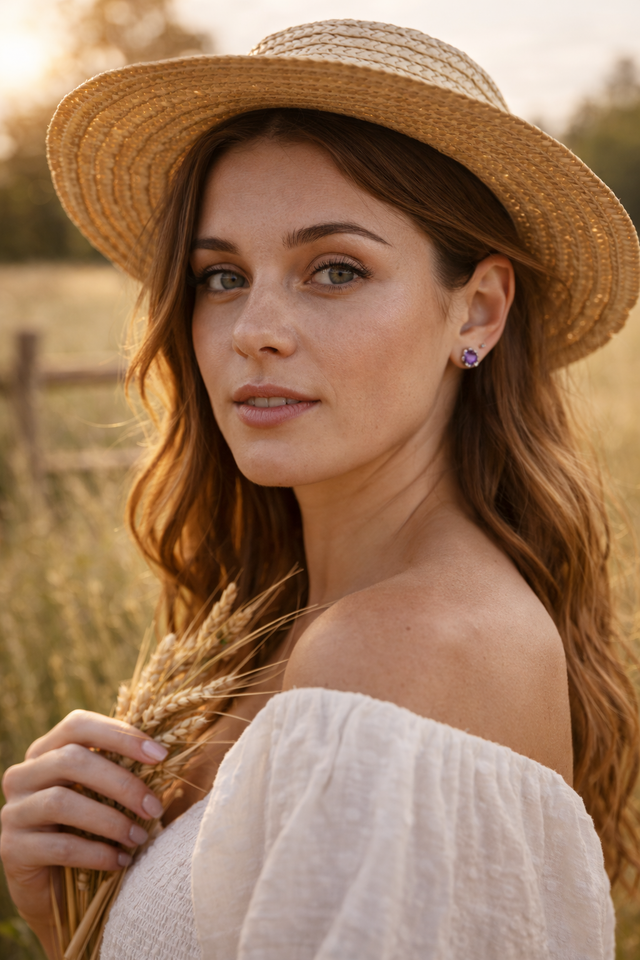 SE-23-14K Gold Amethyst Stud Earrings Solid Gold in Jewellery & Watches in Edmonton - Image 7