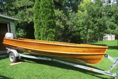 16 foot Giesler Powassan Cedar Strip Extra Depth, Fiberglass epoxy to rails, extra varnish, 2 foot D...