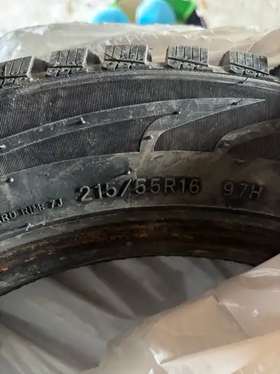 Studded tires (215/55R16) Only used for one season In very great condition! 506-273-0531 for more in...
