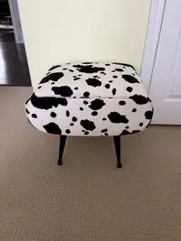 Foot stool with storage cow print 