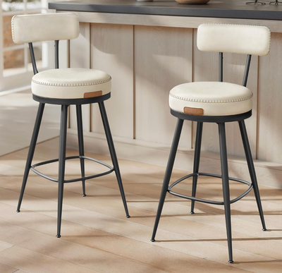 Set of 2 Leather Bar Stools 25.6" Tall, View more