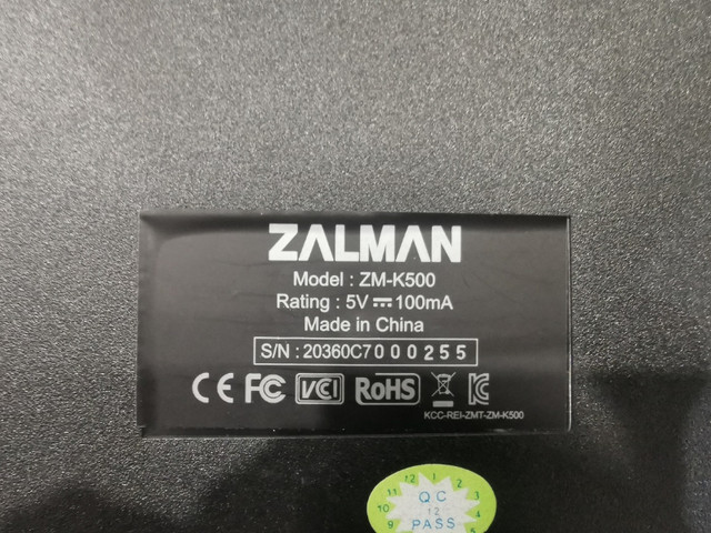 Gaming ZALMAN ZM-K500 MECHANICAL KEYBOARD in good condition in Mice, Keyboards & Webcams in Markham / York Region - Image 2