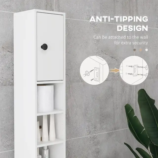 7.9" W x 7.9" D x 70.9" H, Tall Bathroom Storage Cabinet, White in Bathwares in Markham / York Region - Image 6